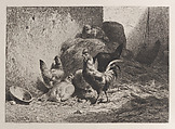 Rooster and Hens, Charles Jacque French, Etching