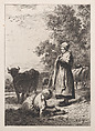 Little Milkmaids, Charles Jacque French, Etching
