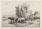 The Trough, Charles Jacque  French, Etching