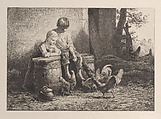 Petits, petits!!, Charles Jacque French, Etching