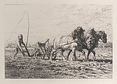 Plowing, Charles Jacque French, Etching