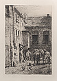 A Paris Courtyard in 1865, Charles Jacque French, Etching