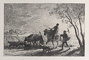 The Return from the Fields, Charles Jacque French, Etching