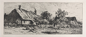 Turkey Keeper, Charles Jacque (French, Paris 1813–1894 Paris), Etching