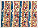 Sheet with Greek key and paisley pattern, Anonymous , Italian, 18th century, Relief print (wood or metal)
