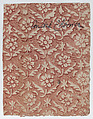 Sheet with overall red floral pattern, Anonymous , 19th century, Relief print (wood or metal)