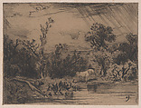 Landscape with Thunderstorm, Charles Jacque French, Drypoint