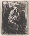 Praying Monk, Charles Jacque  French, Drypoint