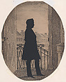Silhouette of a Young Man Before an Open Window, Facing Right, William Henry Brown American, Cut paper against a lithographic background