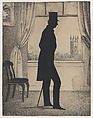 Silhouette of Nathaniel Babson of Gloucester, Massachusetts, William Henry Brown American, Cut paper against a lithographic background