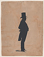 Silhouette of an unknown man in a top hat and tails, William Henry Brown  American, Cut paper against a lithographic background
