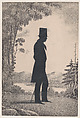 Silhouette of Edward Worth of Saco, Maine, William Henry Brown American, Cut paper against a lithographic background