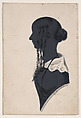 Silhouette of an unknown girl with braids, in profile to the left, Edgar Adolphe British, born France, Pen and ink, brush and wash, gouache (bodycolor)