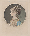 Portrait of an unknown lady, to left, Gilles Louis Chrétien  French, Hand-colored aquatint