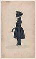Silhouette of an unknown young boy, full length to the left, George Angelo Crowhurst British, Pen and ink, brush and gray wash, and gouache (bodycolor)