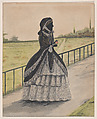 Silhouette of Lady Carstairs, Hyde Park, London, Anonymous , British, 19th century, Pen and ink, brush and wash, watercolor, gouache (bodycolor)