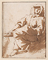 A Seated Lady, Jan de Bisschop Dutch, Pen and brown ink, brush and brown wash; framing lines in brown ink