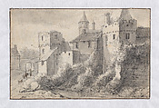 The Winsertor on the Messberg Hamburg (recto); View of the City Walls of Hamburg (verso), Anthonie Waterloo (Dutch, Lille 1609–1690 Utrecht), Black chalk, pen and gray and some brown ink, brush and gray wash; framing lines in brown ink (recto); brush and gray wash (verso)