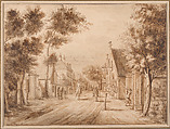 A View of the Herenstraat in Voorburg, Seen from the Oosteinde, Paulus Constantijn La Fargue (Dutch, baptized The Hague 1729–1782 The Hague), Pen and brown ink, with brush and brown wash, over traces of graphite; framing lines in brown ink