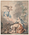 The Sacrifice of Manoah, Aert Schouman Netherlandish, Watercolor, with pen and brown ink, over a sketch in black chalk; two sets of framing lines in brown ink
