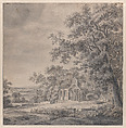 Landscape with the Ruins of the Church of Heelsum, Anthonie Waterloo  Dutch, Black chalk, brush and gray wash, with some pen and brown ink