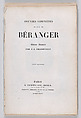 The Complete Works of Béranger, Anonymous, French, 19th century  French, Letter press