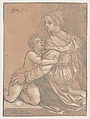 Virgin and child, Edmond Douet  French, Chiaroscuro woodcut