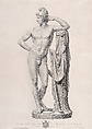 Paris leaning on tree stump, frontal view, from "Oeuvre de Canova: Recueil de Statues...", Giovanni Battista Balestra  Italian, Engraving and etching