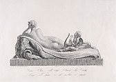 Back view of Venus reclining accompanied by Cupid with a harp, from "Oeuvre de Canova: Recueil de Statues...", Domenico Marchetti  Italian, Engraving and etching