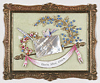 Greeting Card, Johannes Endletzberger Austrian, Gouache, metallic paint, metallic foil, embossed and punched paper, and carved and painted mother of pearl on silk