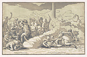 The Israelites Passing the Red Sea, from Diversarum Iconum...Series Secunda, Anton Maria Zanetti the Elder Italian, Chiaroscuro woodcut from four blocks in yellow-green ink