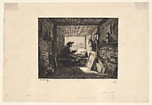 The Boat Studio, plate 11 from "Voyage en Bateau", Charles-François Daubigny (French, Paris 1817–1878 Paris), Etching; first state of two (Delteil)