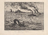 The Steam Boats, Charles-François Daubigny (French, Paris 1817–1878 Paris), Etching; first state of three (Delteil)