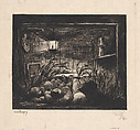 Sleeping on Board the Boat, Charles-François Daubigny (French, Paris 1817–1878 Paris), Etching; second state of three (Delteil)