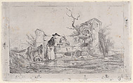 The Washerwomen, Alexandre-Gabriel Decamps  French, Etching on chine collé