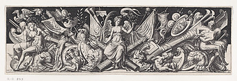 Plate from "Battles and Victories" (Combats et Triomphes), Etienne Delaune (French, Orléans 1518/19–1583 Strasbourg), Engraving; probably first state of four