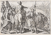 Les Troupes en Marche (The Marching Troops), from "La Vie de Ferdinand Ier de Médicis série appelée aussi Les Batailles des Médicis" (The Life of Ferdinand I de'Medici also called The Medici Battles), Jacques Callot  French, Engraving; first state of two (Lieure)