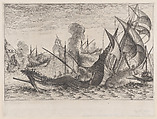 2e Combat Naval (Second Naval Battle), from La Vie de Ferdinand Ier de Médicis série appelée aussi Les Batailles des Médicis (The Life of Ferdinand I de'Medici also called The Medici Battles), Jacques Callot French, Etching; first state of two (Lieure)