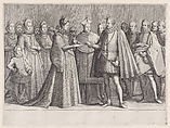 Le Mariage de Ferdinand 1er (The Marriage of Ferdinand I de'Medici), from "La Vie de Ferdinand Ier de Médicis série appelée aussi Les Batailles des Médicis" (The Life of Ferdinand I de'Medici also called The Medici Battles), Jacques Callot French, Engraving; first state of two (Lieure)