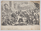Les Troupes Forcent la Porte d'une Ville (The Troops Force Their Way Through the Gate of a City), from "La Vie de Ferdinand Ier de Médicis série appelée aussi Les Batailles des Médicis" (The Life of Ferdinand I de'Medici also called The Medici Battles), Jacques Callot  French, Engraving; first state of two (Lieure)