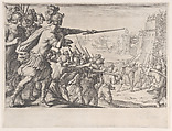 Prise de la Ville de Bone (Capture of the City of Bone), from La Vie de Ferdinand Ier de Médicis série appelée aussi Les Batailles des Médicis (The Life of Ferdinand I de'Medici also called The Medici Battles), Jacques Callot French, Engraving; first state of two (Lieure)