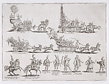 Reprint of Le Chars et Les Personnages (The Chariots and The Characters), from La Guerre d'Amour (Guerra d'Amore) (War of Love), Jacques Callot French, Etching
