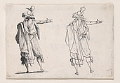 L'Homme Vu de Dos la Main Droite Tendue (Man Seen from Behind with his Right Hand Extended), from "Les Caprices" Series A, The Florence Set, Jacques Callot  French, Etching
