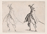 Le Gentilhomme au Grand Manteau, Vu de Face (The Gentleman with a Large Mantle, Viewed from the Front), from "Les Caprices" Series A, The Florence Set, Jacques Callot  French, Etching