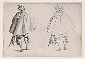 Le Gentilhomme au Grand Manteau, Vu de Dos (The Gentleman with the Large Mantle, Seen from Behind), from Les Caprices Series A, The Florence Set, Jacques Callot  French, Etching