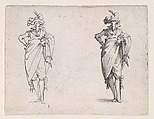 Le Gentilhomme de Face, La Main Droite Sur la Hanche (Gentleman Facing Foward, his Right Hand on his Hip), from Les Caprices Series A, The Florence Set, Jacques Callot  French, Etching