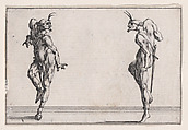 Les Deux Pantalons se Regardant (Men in Pantsuits Looking at Each Other), from "Les Caprices" Series A, The Florence Set, Jacques Callot French, Etching
