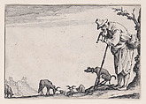 Le Berger Jouant de la Flute (The Shepherd Playing the Flute), from "Les Caprices" Series A, The Florence Set, Jacques Callot French, Etching