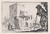 Le Patre et les Ruines (The Shepherd and the Ruins), from "Les Caprices" Series A, The Florence Set, Jacques Callot  French, Etching