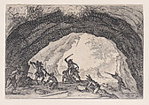 La Caverne de Brigands (The Cave of Thieves), from "Les Caprices" Series A, The Florence Set, Jacques Callot  French, Etching